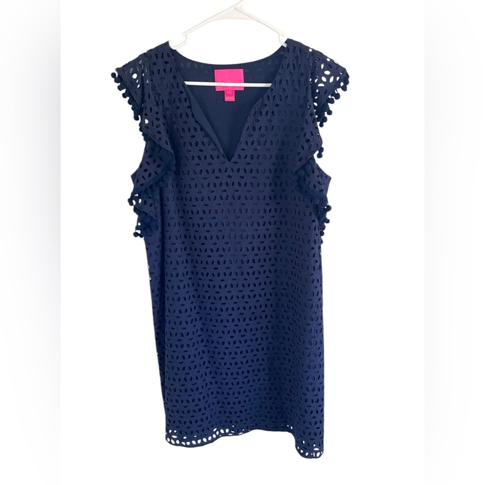 Lilly Pulitzer Sz M Eyelet Flutter Sleeve Astara dress EUC